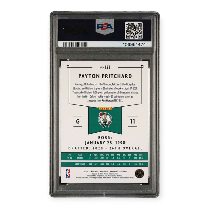 Payton Pritchard On Card Autographed 2020 Panini Chronicles Gold Rookie RC #2/10 PSA Authentic