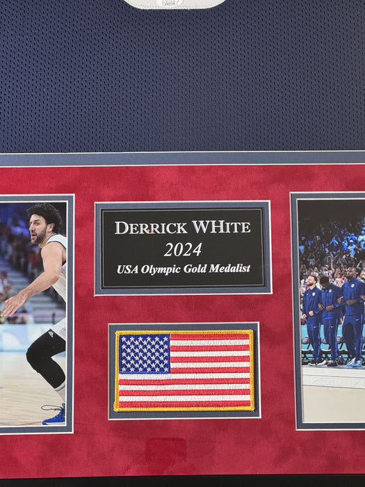 Derrick White USA Olympic Autographed Custom Jersey w/ Inscription Framed to 32x40 JSA