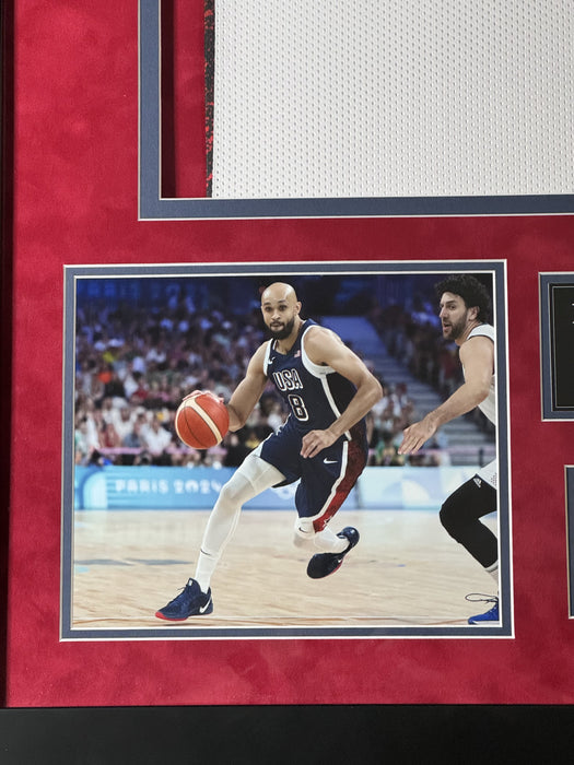 Derrick White USA Olympic Autographed Custom Jersey w/ Inscription Framed to 32x40 JSA