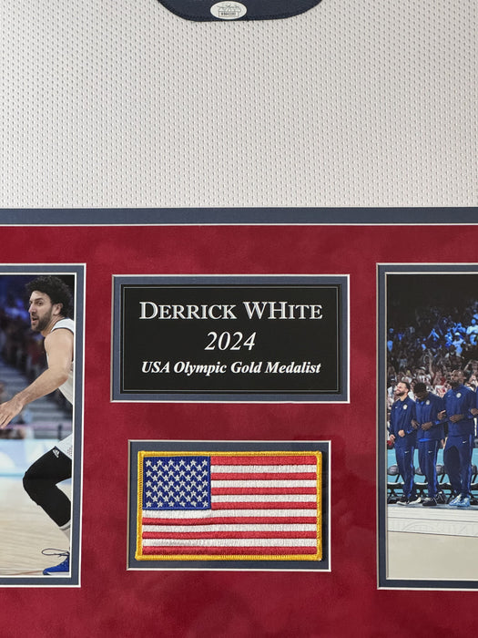 Derrick White USA Olympic Autographed Custom Jersey w/ Inscription Framed to 32x40 JSA