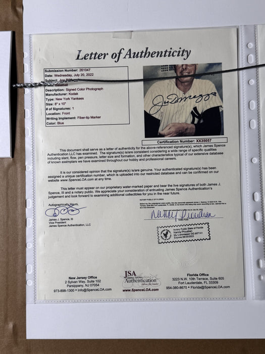 Mickey Mantle & Joe DiMaggio New York Yankees Autographed 8x10 Photos Framed To 19x22 JSA