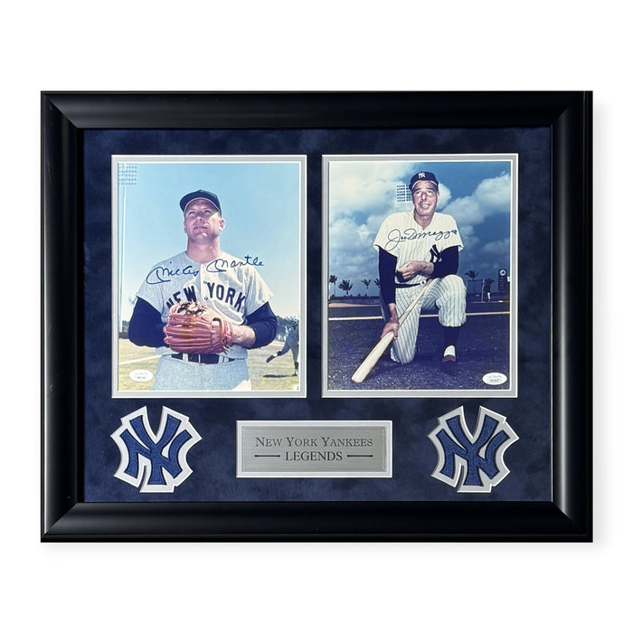 Mickey Mantle & Joe DiMaggio New York Yankees Autographed 8x10 Photos Framed To 19x22 JSA