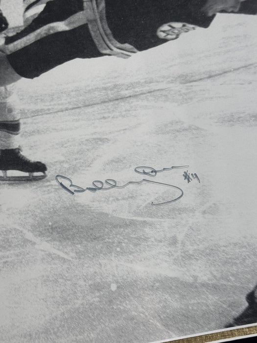 Bobby Orr, Noel Picard & Glenn Hall Autographed 16x20 Photo Framed to 23x27 JSA