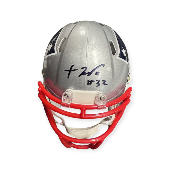 TreVeyon Henderson New England Patriots Autographed Speed Mini Helmet NEP
