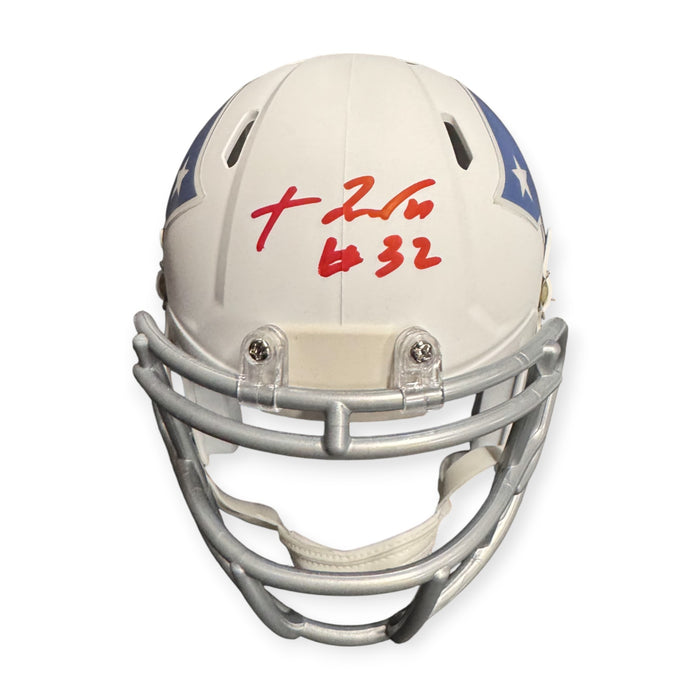 TreVeyon Henderson New England Patriots Autographed Rivalry Mini Helmet NEP