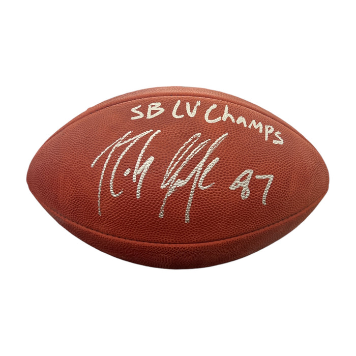 Rob Gronkowski Tampa Bay Buccaneers Autographed Metallic NFL Duke Football w/ Inscription JSA