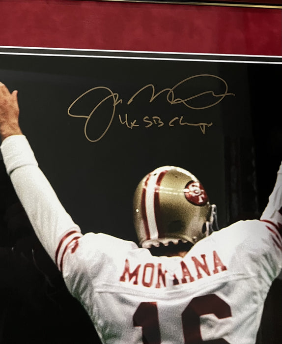 Joe Montana San Fransisco 49ers Autographed 16x20 Photo Framed to 23x27 w/ Inscription NEP