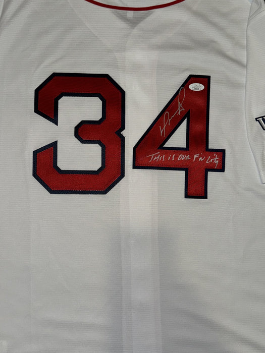 David Ortiz Boston Red Sox Autographed Authentic Jersey w/ This Is Our F'in City Inscription JSA