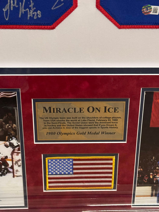 Miracle On Ice 1980 Olympic USA Hockey Team Autographed Jersey Framed To 32x40 Beckett