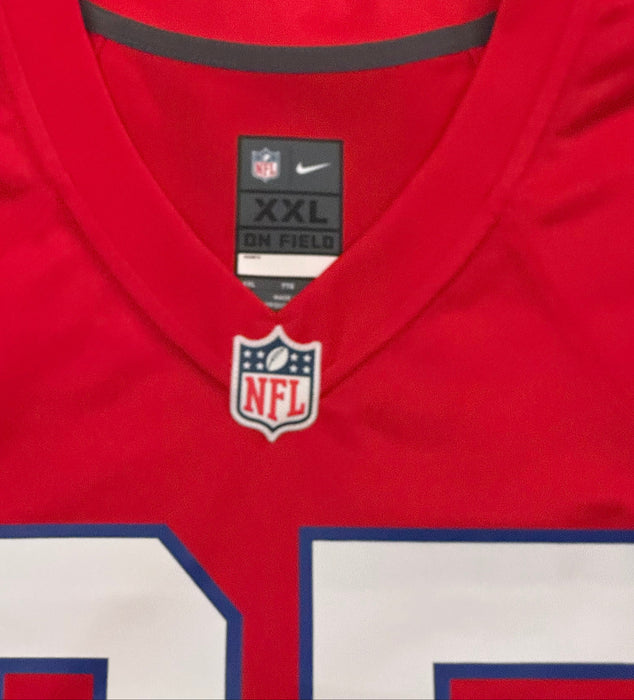 Marcus Jones New England Patriots Autographed Nike Red Fuse Limited Jersey JSA
