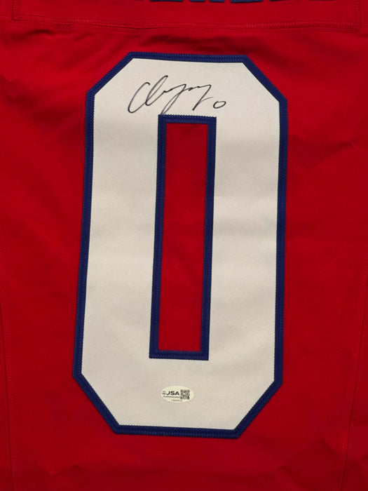 Christian Gonzalez New England Patriots Autographed Nike Red Fuse Elite Jersey JSA