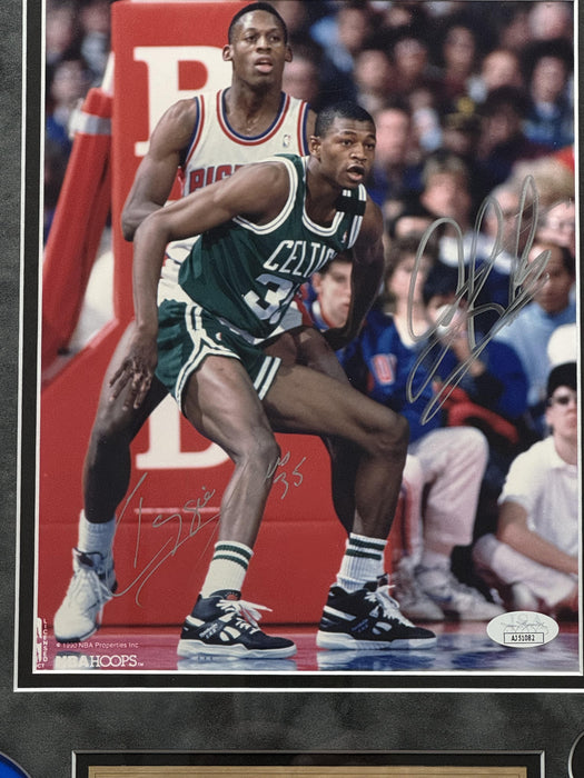 Dennis Rodman & Reggie Lewis Autographed 8x10 Photo Framed to 17x18 JSA