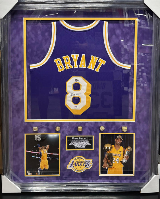 Kobe Bryant Los Angeles Lakers Autographed Purple Jersey Framed To 32x40 PSA/DNA & Beckett