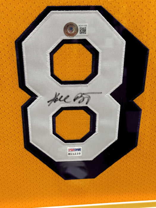 Kobe Bryant Los Angeles Lakers Autographed Yellow Jersey Framed To 32x40 PSA/DNA & Beckett