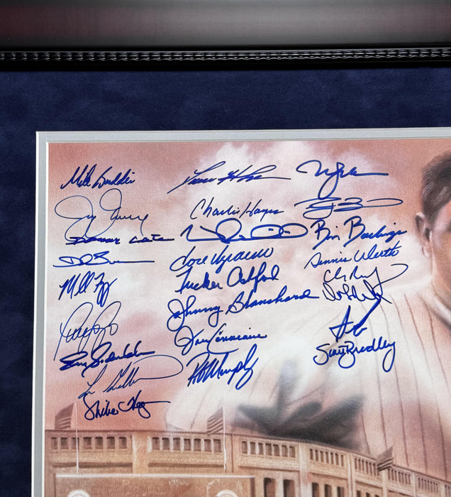 New York Yankees Tribute Photograph Autographed by 47 Former Yankee Greats Framed to 31x25 MAB