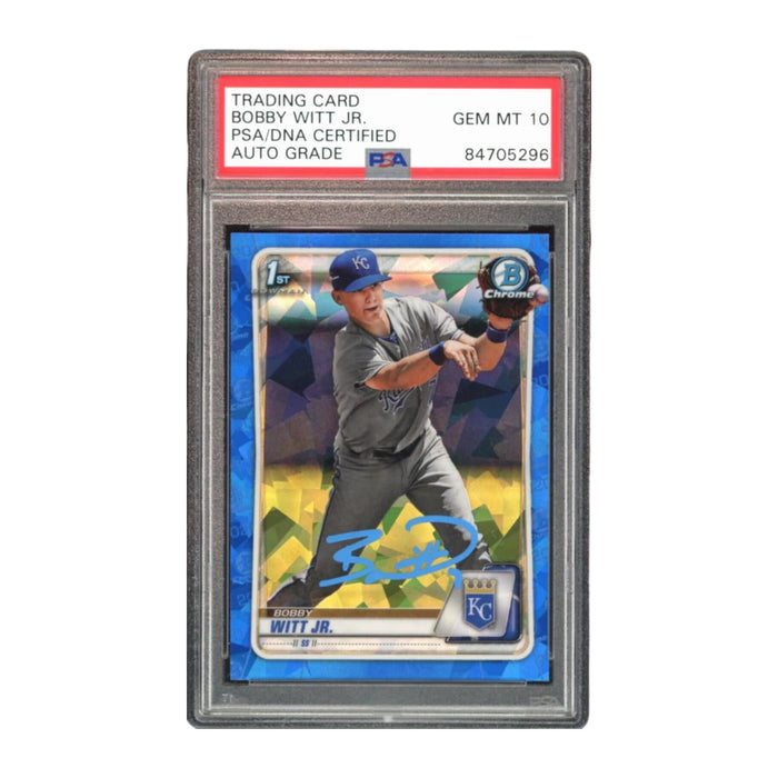 Bobby Witt Jr. On Card Autographed 2020 Bowman Chrome Sapphire Rookie Card RC PSA 10 Gem Mint Auto Grade