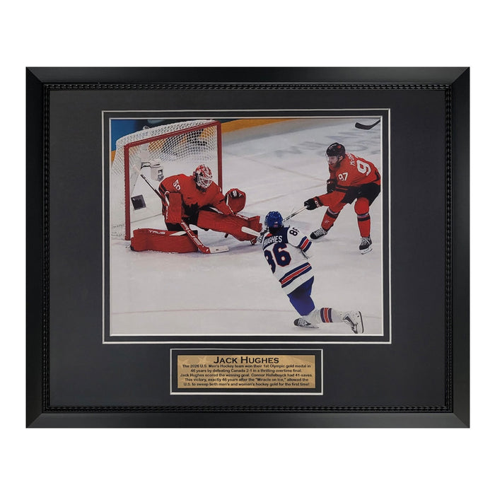 Jack Hughes 2026 Olympic Men's USA Hockey Unsigned Photograph Framed to 11x14