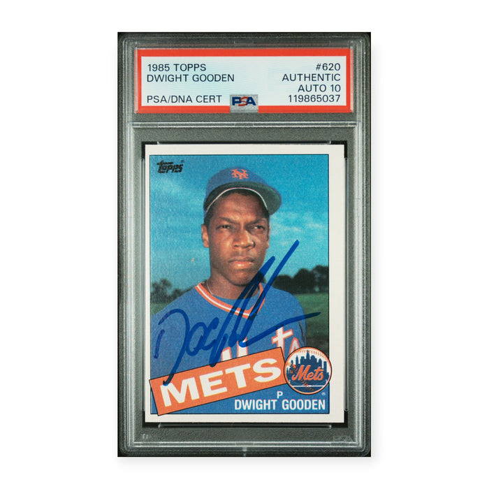 Dwight Gooden On Card Autographed 1985 Topps #620 Rookie RC PSA 10 Auto Grade