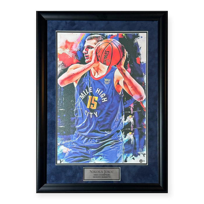 Nikola Jokic Denver Nuggets Autographed Photo Framed To 23x31 Beckett