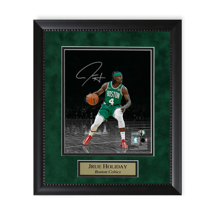 Jrue Holiday Boston Celtics Autographed 16x20 Photo Framed to 23x27 NEP