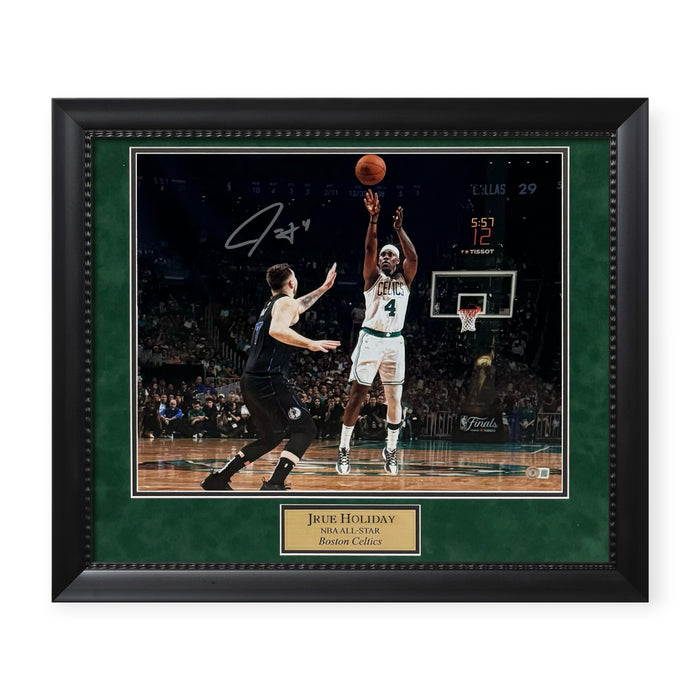 Jrue Holiday Boston Celtics Autographed NBA Finals 16x20 Photo Framed to 23x27 Beckett