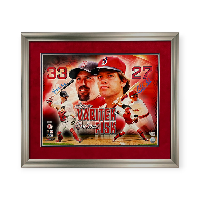 Jason Varitek & Carlton Fisk Red Sox Autographed 16x20 Photo Framed to 20x24 Fanatics