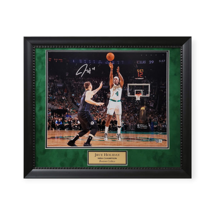 Jrue Holiday Boston Celtics Autographed NBA Finals 16x20 Photo Framed to 23x27 Beckett