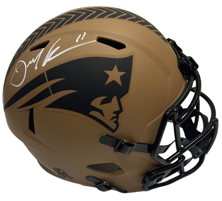 Julian Edelman New England Patriots Autographed Salute To Service Replica Helmet JSA