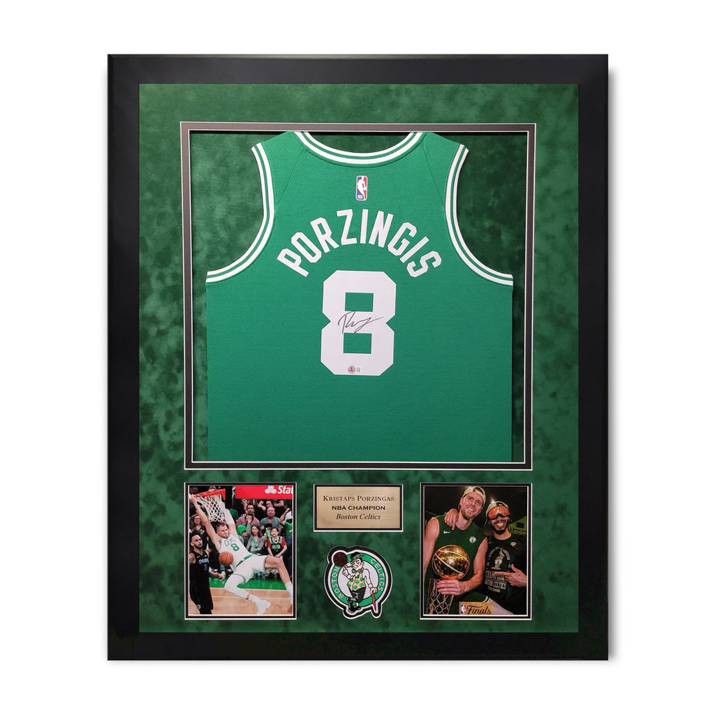 Kristaps Porzingis Boston Celtics Autographed Jersey Framed to