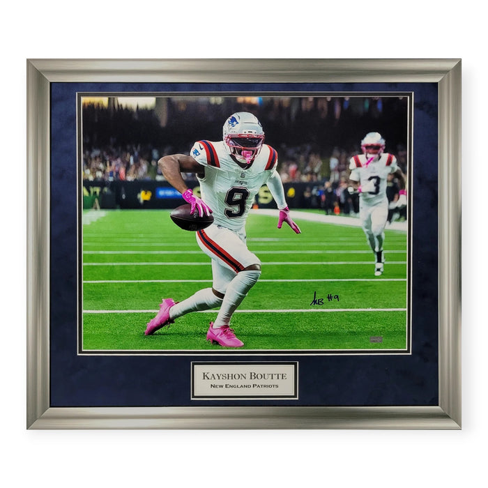 Kayshon Boutte New England Patriots Autographed 16x20 Photo Framed To 23x27 NEP