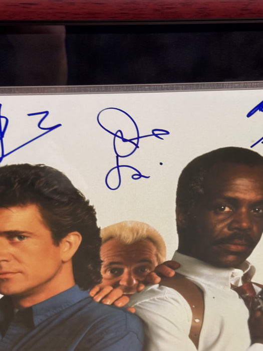 Mel Gibson, Joe Pesci & Danny Glover "Lethal Weapon 3" Autographed 16x20 Photo Framed To 23x27 Beckett