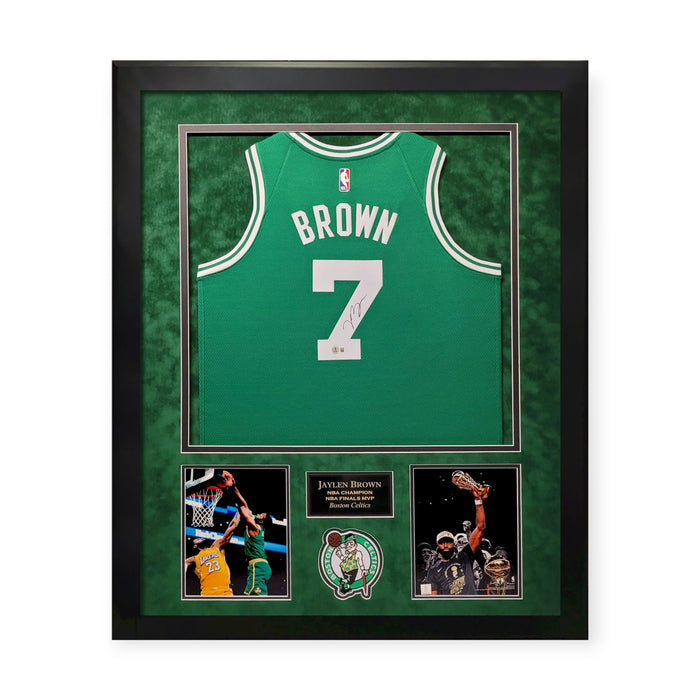 Jaylen Brown Boston Celtics Autographed Jersey Framed to 32x40 Beckett