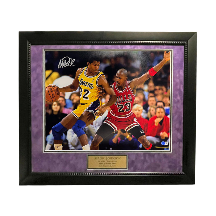 Magic Johnson Los Angeles Lakers Autographed 16x20 Photo Framed to 23x27 Beckett