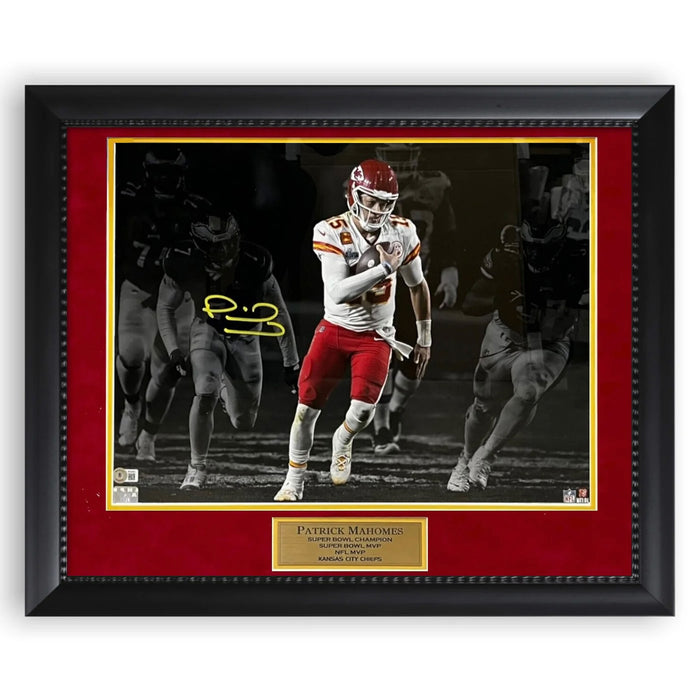 Patrick Mahomes Kansas City Chiefs Autographed 16x20 Photo Framed to 23x27 BAS
