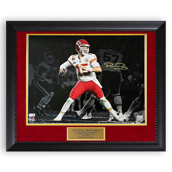 Patrick Mahomes Kansas City Chiefs Autographed 16x20 Photo Framed to 23x27 BAS