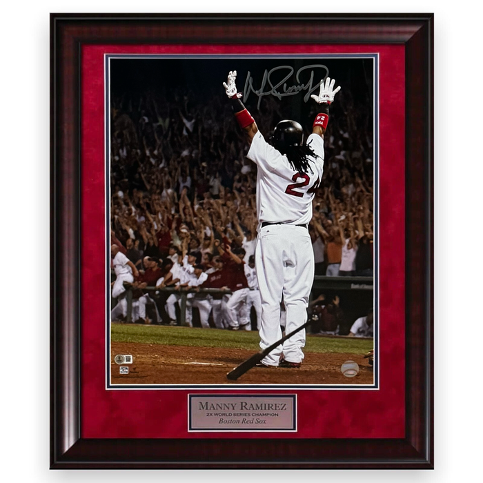 Manny Ramirez Boston Red Sox Autographed 16x20 Photo Framed To 23x27 JSA