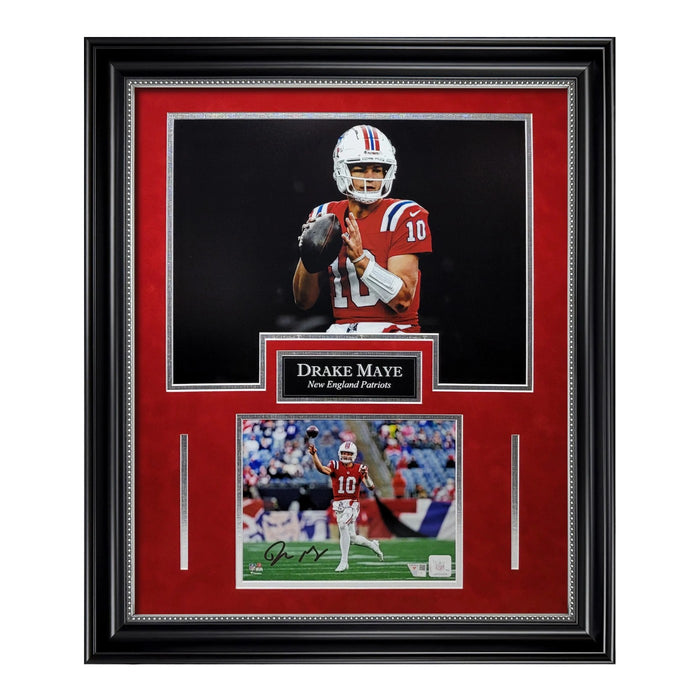 Drake Maye New England Patriots Autographed 8x10 Photo Collage Framed to 23x27 Fanatics