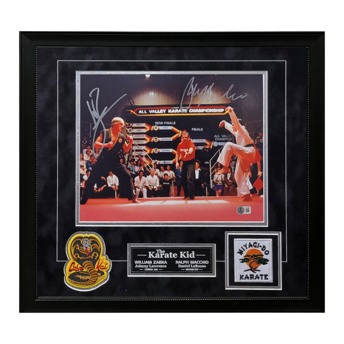 William Zabka & Ralph Macchio "The Karate Kid" Autographed Photo Framed to 18x20 Beckett