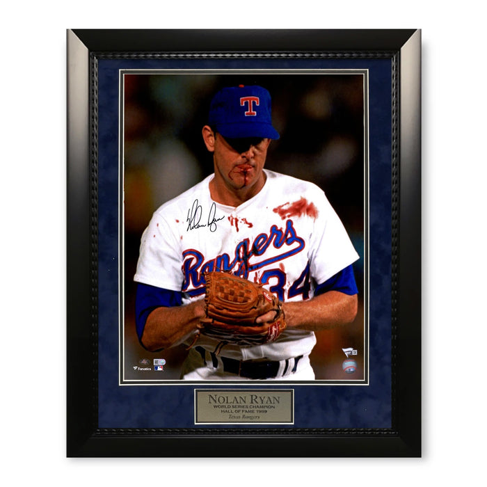 Nolan Ryan Texas Rangers Autographed 16x20 Photo Framed to 23x27 BAS