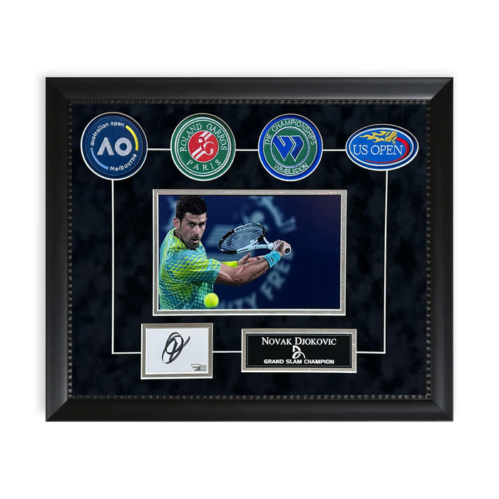 Novak Djokovic Autographed Cut Collage Framed to 16x20 Fanatics