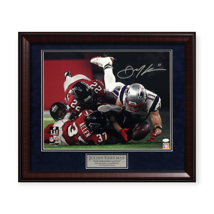 Julian Edelman New England Patriots Autographed 16x20 Photo Framed to 23x27 JSA