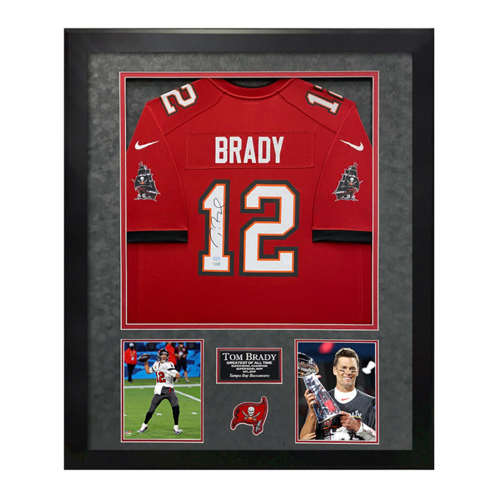 Tom Brady Tampa Bay Buccaneers Autographed Jersey Framed To 32x40 Fanatics