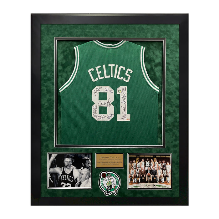 1981 Boston Celtics Team Autographed Jersey Framed to 32x40 NEP