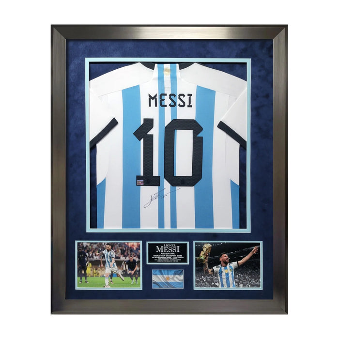 Lionel Messi Autographed Argentina Shirt Framed to 32x40 Icons