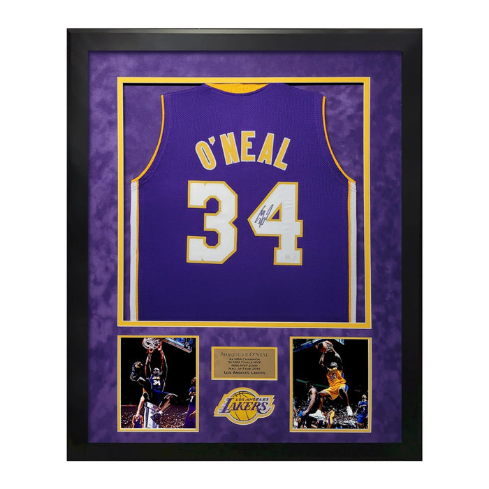 Shaquille O'Neal Los Angeles Lakers Autographed Jersey Framed to 32x40