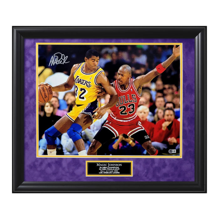 Magic Johnson Los Angeles Lakers Autographed 16x20 Photo Framed to 23x27 Beckett