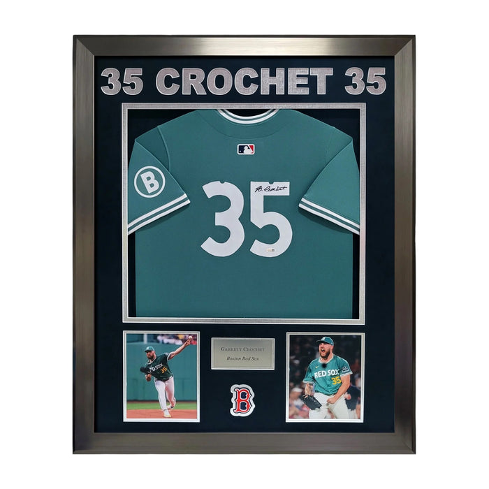 Garrett Crochet Boston Red Sox Autographed Jersey Framed to 32x40 JSA