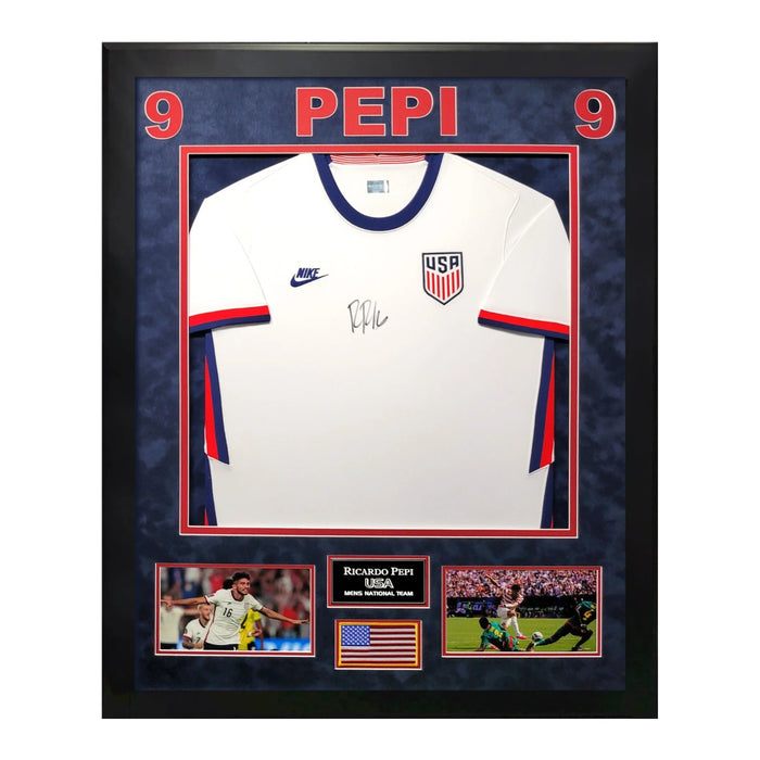 Ricardo Pepi USA Autographed Shirt Framed To 32x40 Icons