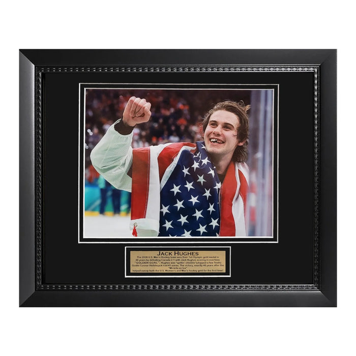Jack Hughes 2026 Olympic Men's USA Hockey Unsigned Photograph Framed to 11x14