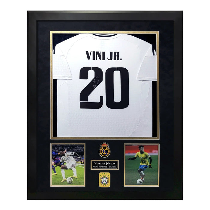 Vinicius Junior Real Madrid Autographed Shirt Framed To 32x40 Icons